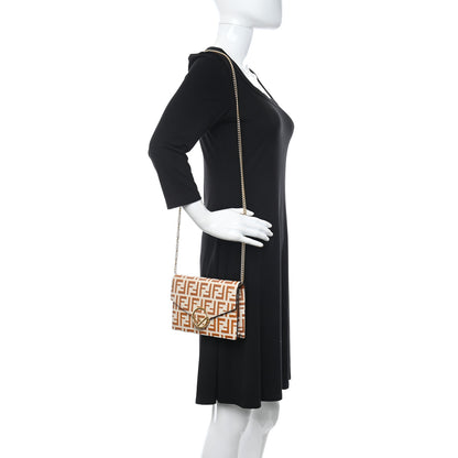 Fendi Vitello Soft F is Fendi Bi-Color FF 1974 Embossed Medium Envelope Wallet On Chain Camelia Saddler 2 of 10