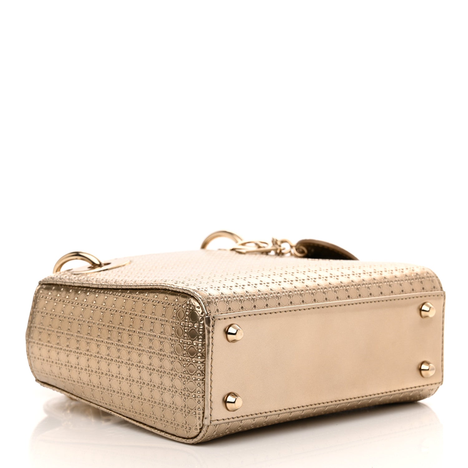 Christian Dior Metallic Patent Micro-Cannage Mini Lady Dior Champagne 4 of 10