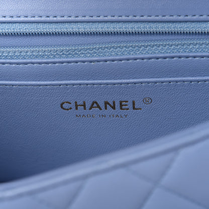 Chanel Lambskin Quilted Mini Rectangular Flap Light Blue 8 of 12