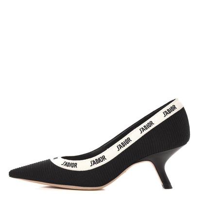 Christian Dior Technical Canvas Ribbon Embroidered J'Adior 65mm Pumps 37.5 Black 1 of 9