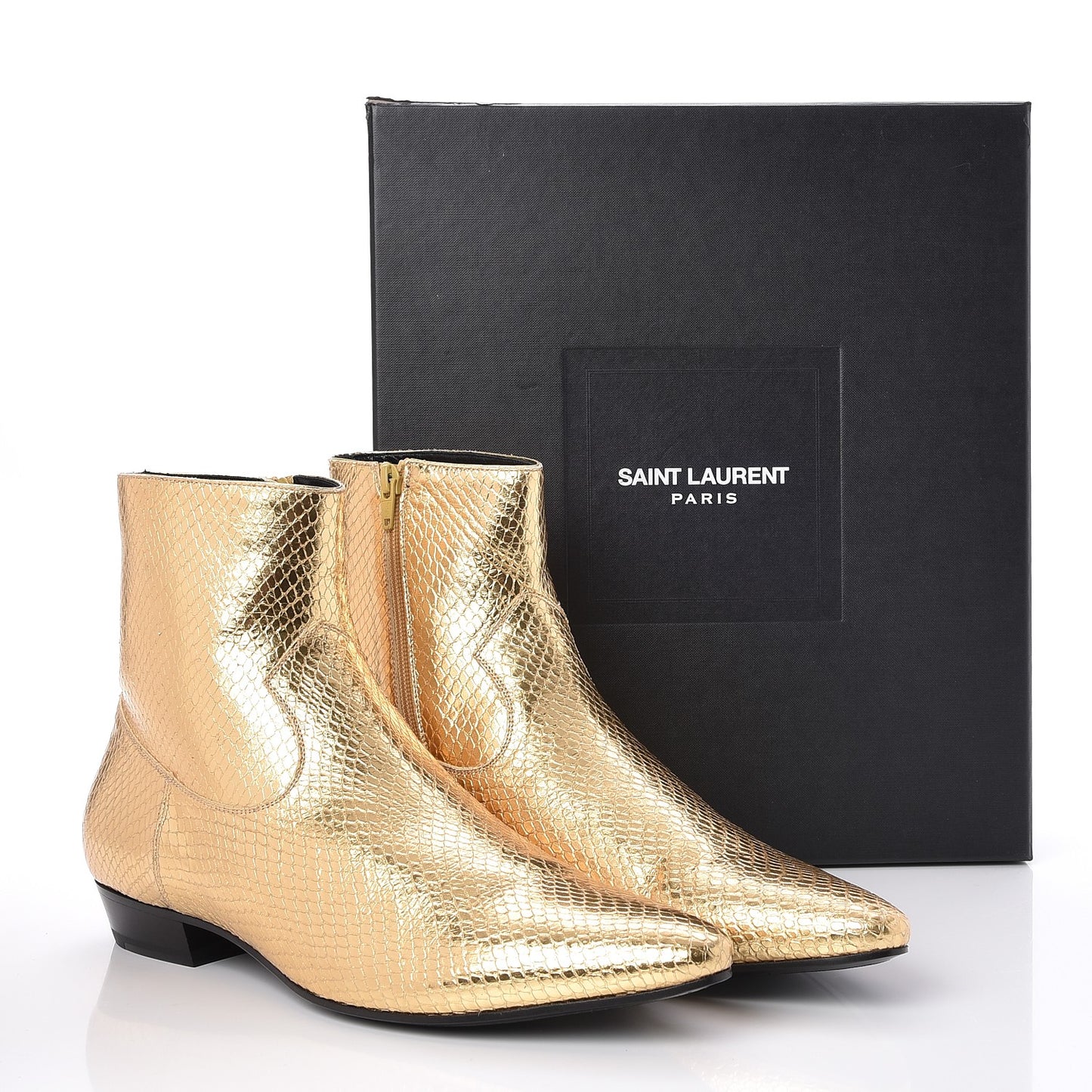 Mens Metallic Python Calfskin Embossed Devon 30 Western Boot 46 Gold