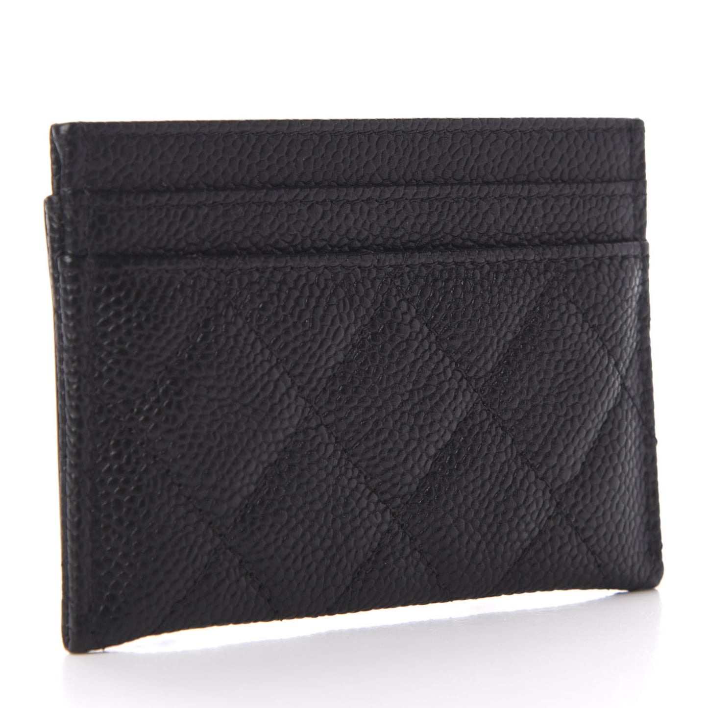 Caviar Quilted Filigree Card Holder Black