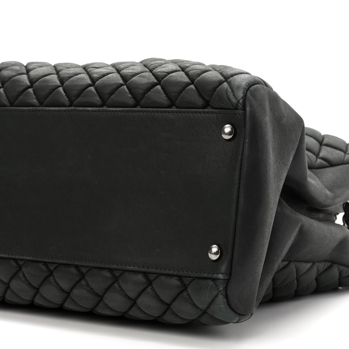 Iridescent Calfskin Quilted New Bubble Tote Black