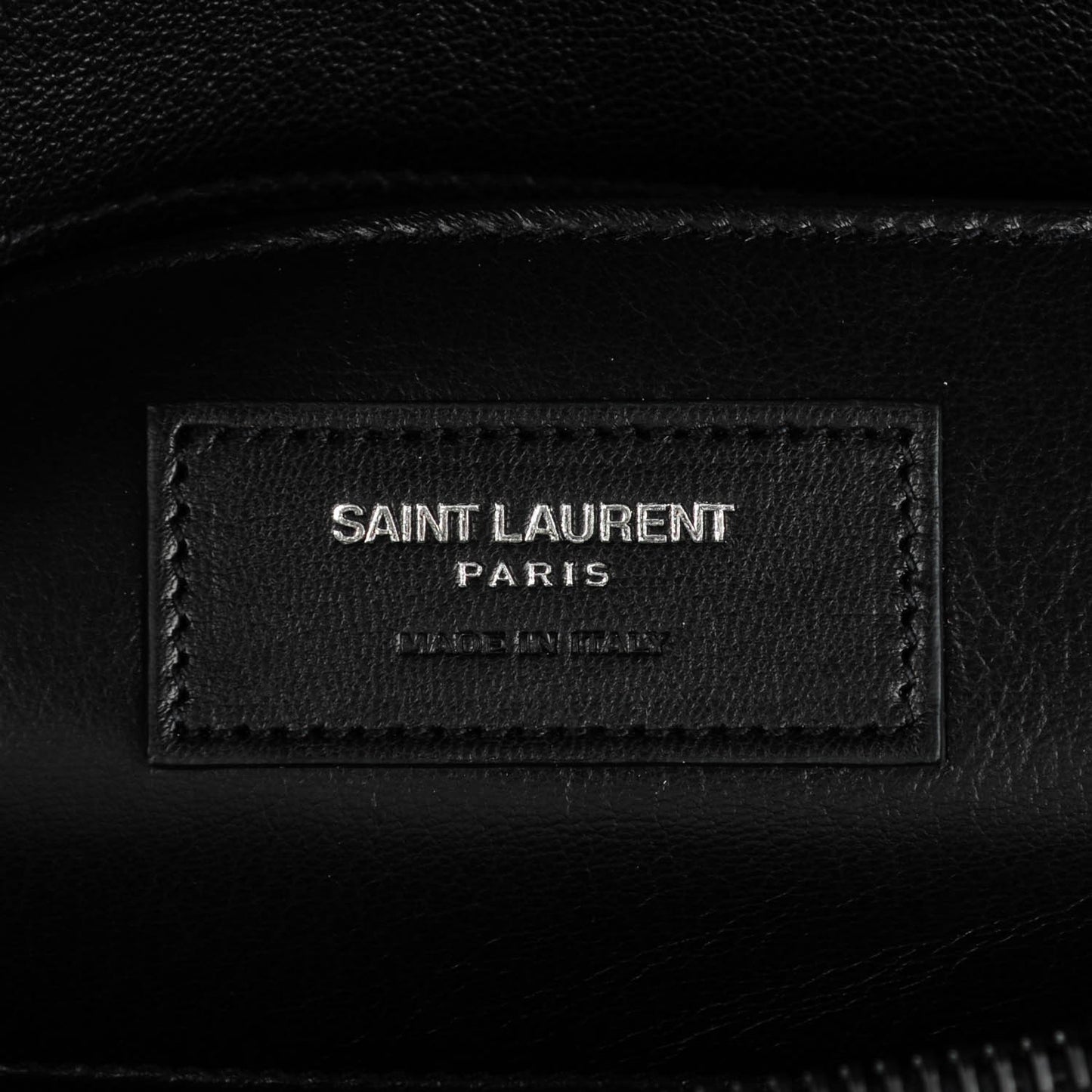 Sheepskin Matelasse Chevron Monogram Monochrome Large College Satchel Black