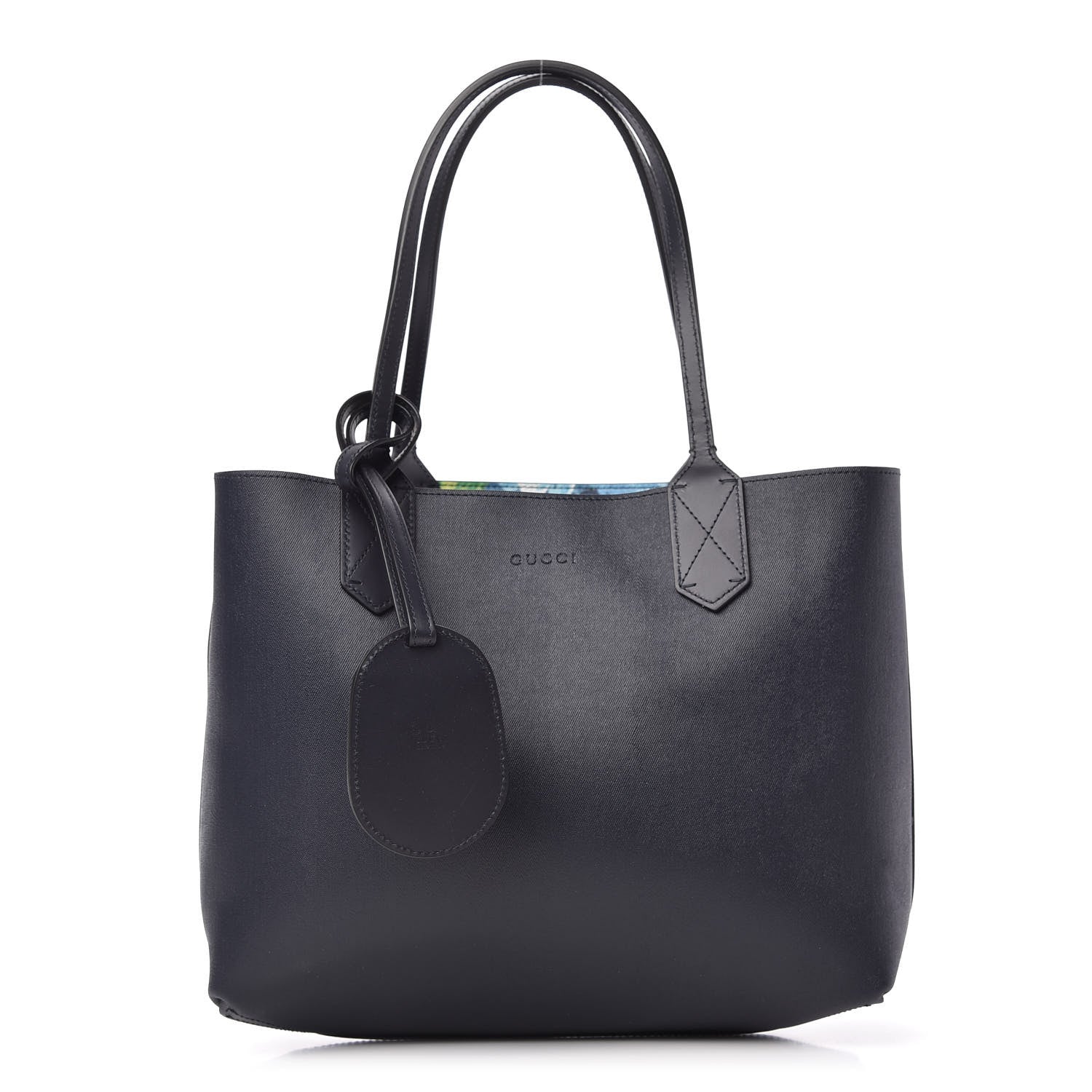 Gucci GG Supreme Monogram Blooms Small Reversible Tote Beige Blue Navy 3 of 11