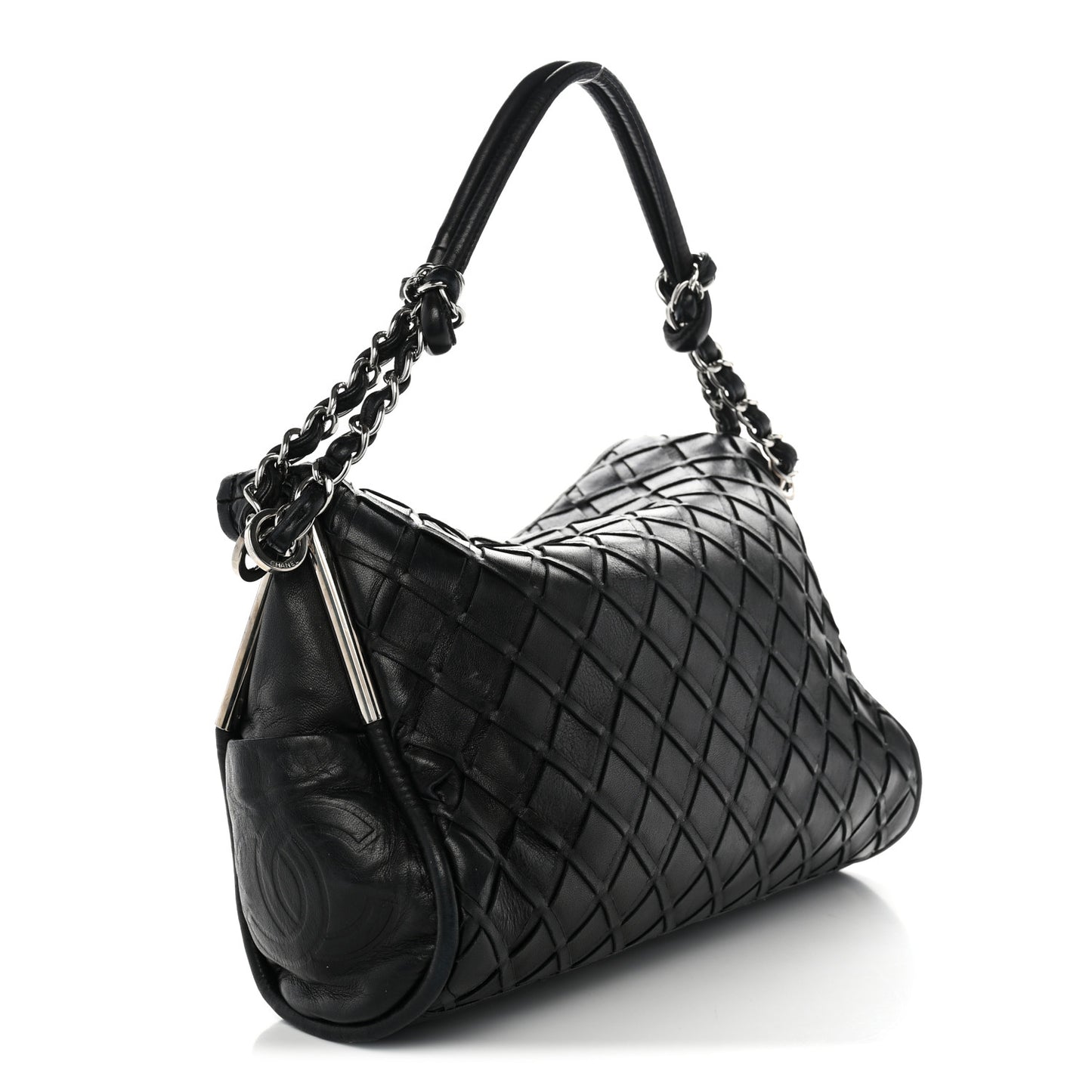 Lambskin Woven Medium Ultimate Soft Sombrero Hobo Black