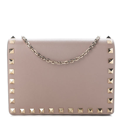 Valentino Garavani Vitello Rockstud Wallet on Chain Poudre 1 of 9
