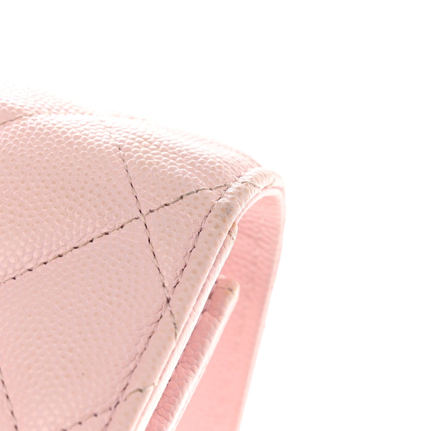 Caviar Quilted Crystal CC Large Gusset Flap Wallet Pink
