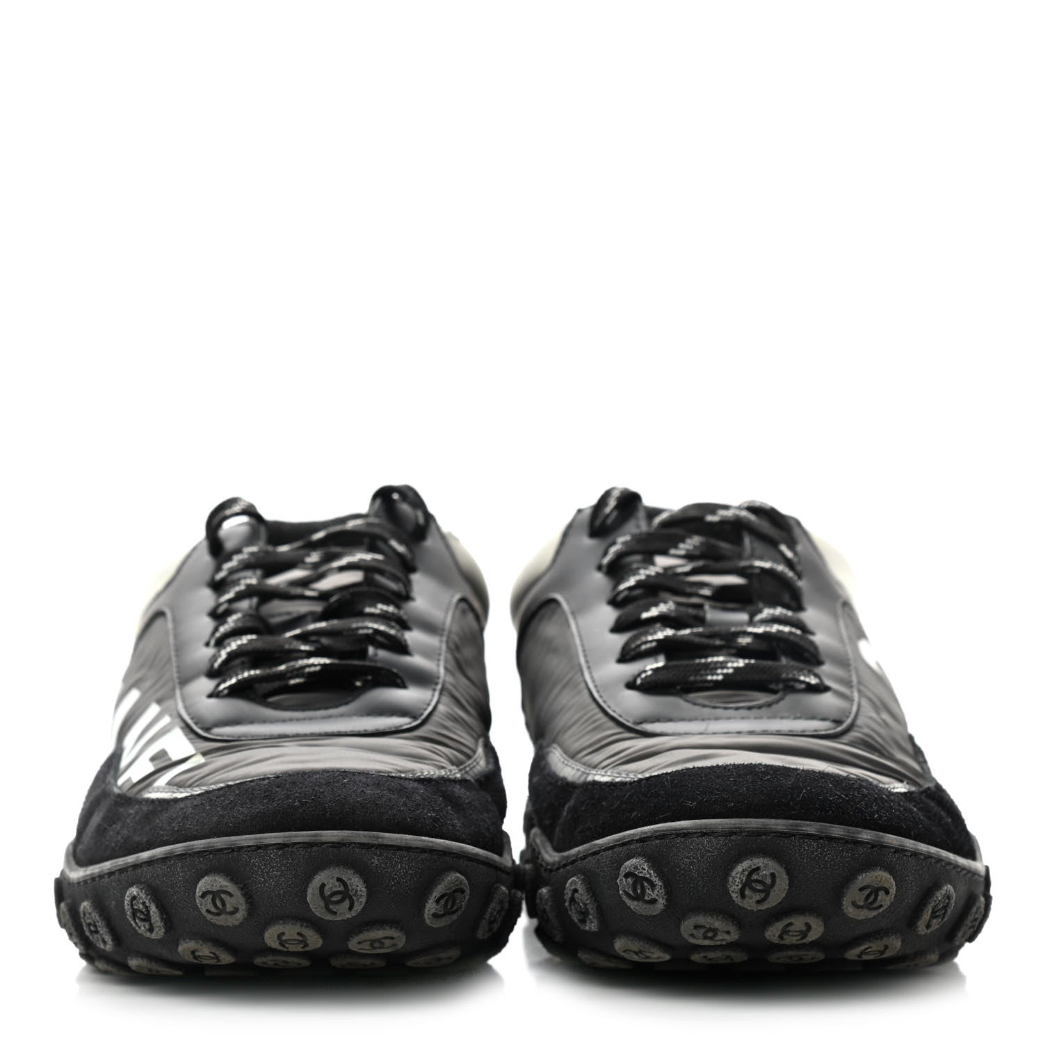 Chanel Calfskin Mesh Lycra Sneakers 40.5 Black 2 of 11