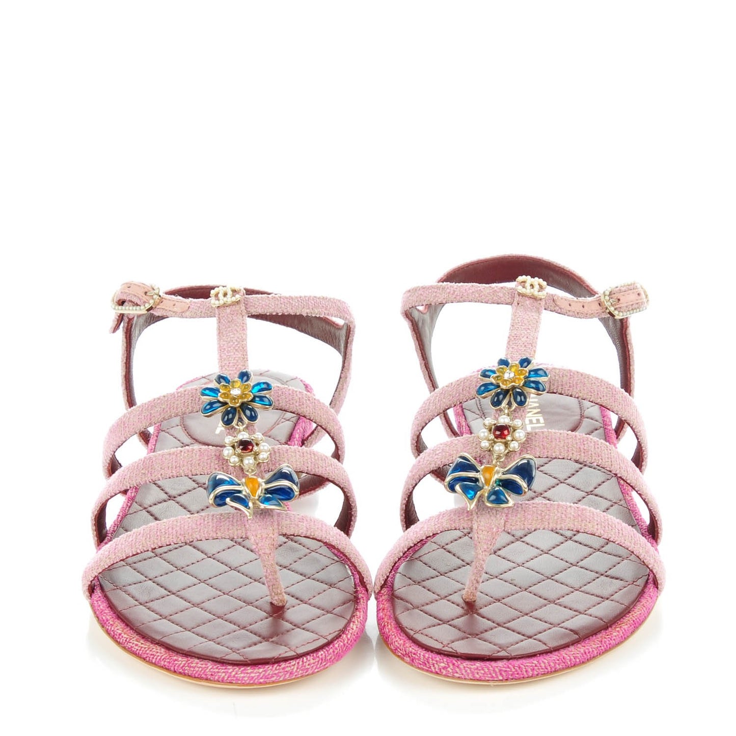 Tweed Poured Glass Sandals 39.5 Pink