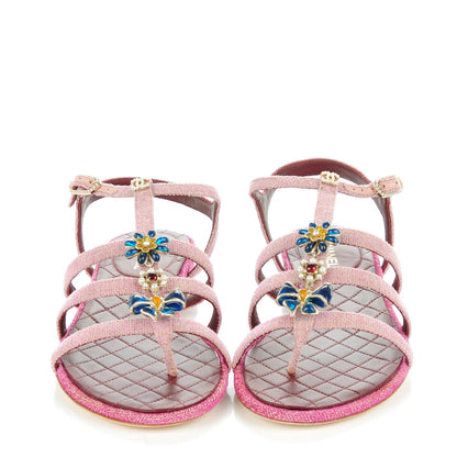 Chanel Tweed Poured Glass Sandals 39.5 Pink 2 of 8