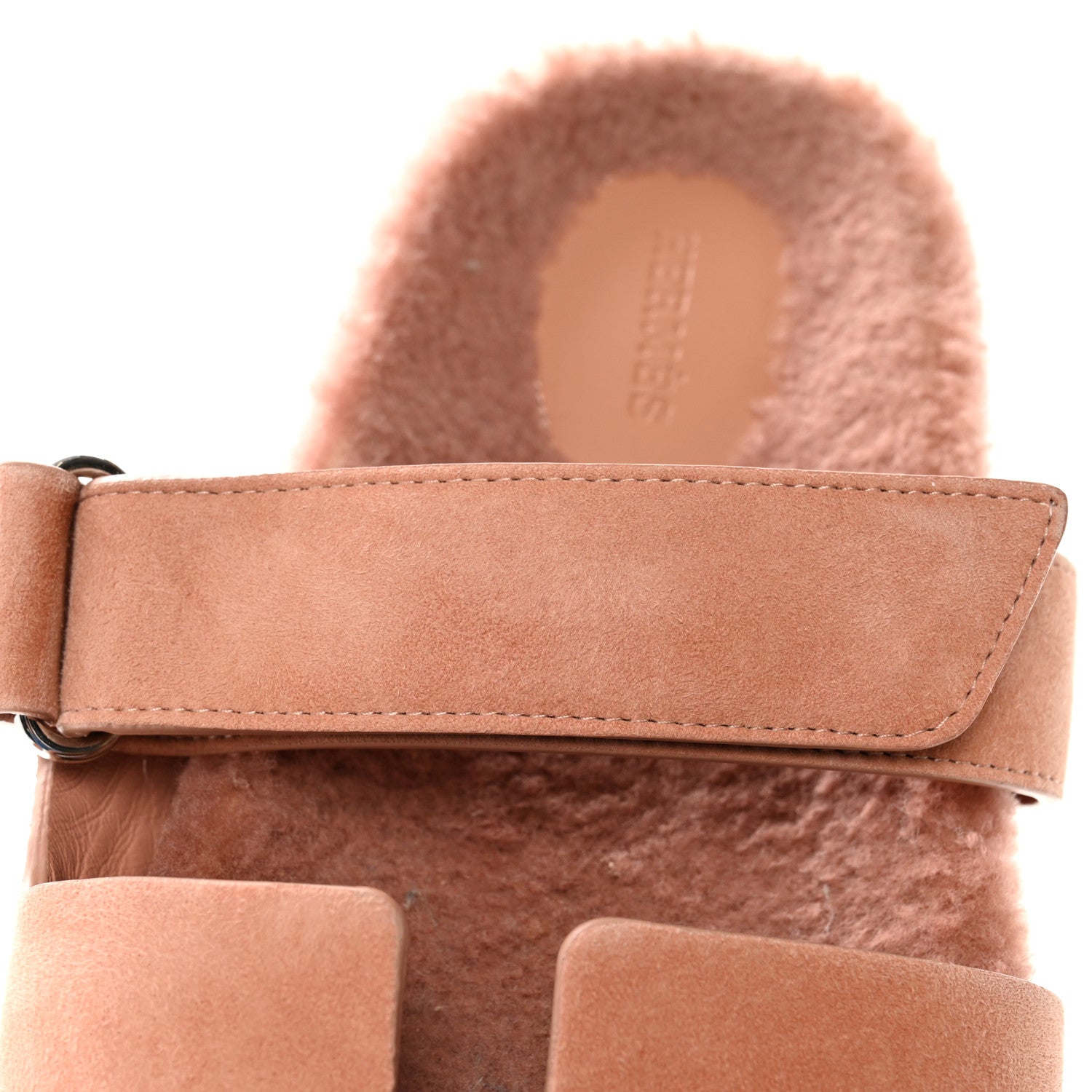 Hermes Suede Goatskin Woolskin Womens Chypre Sandals 41 Rose Aube 12 of 14