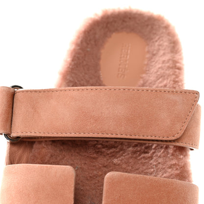 Hermes Suede Goatskin Woolskin Womens Chypre Sandals 41 Rose Aube 12 of 14