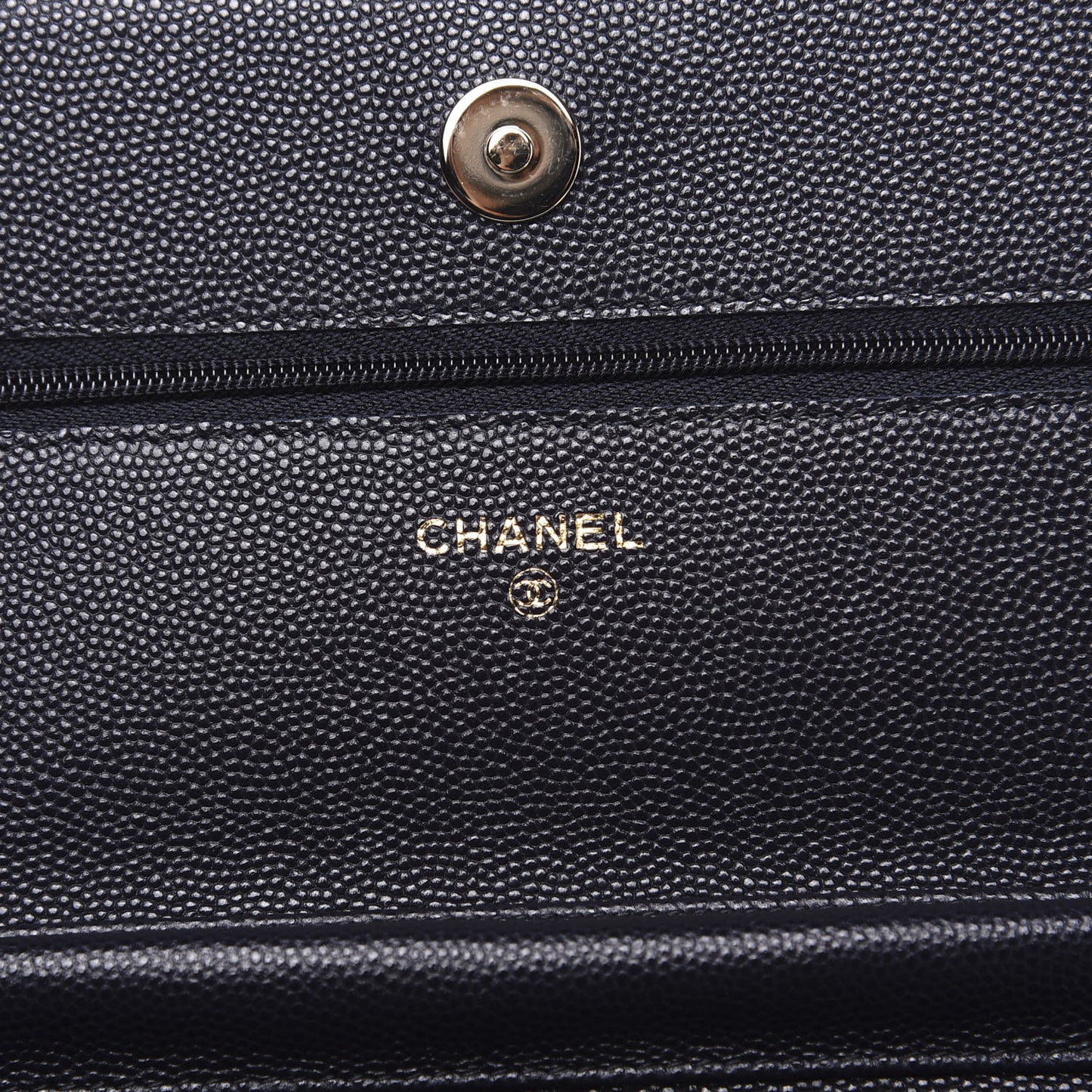 Caviar Quilted Wallet On Chain WOC Navy Blue