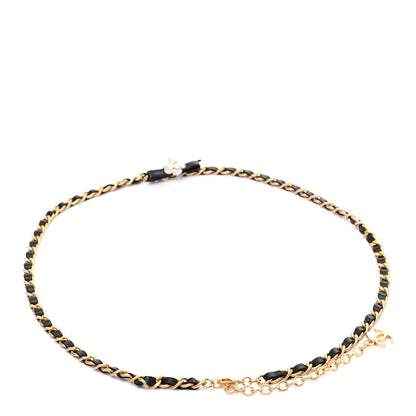 Chanel Calfskin Crystal Chain Camellia Belt Black Gold 2 of 3
