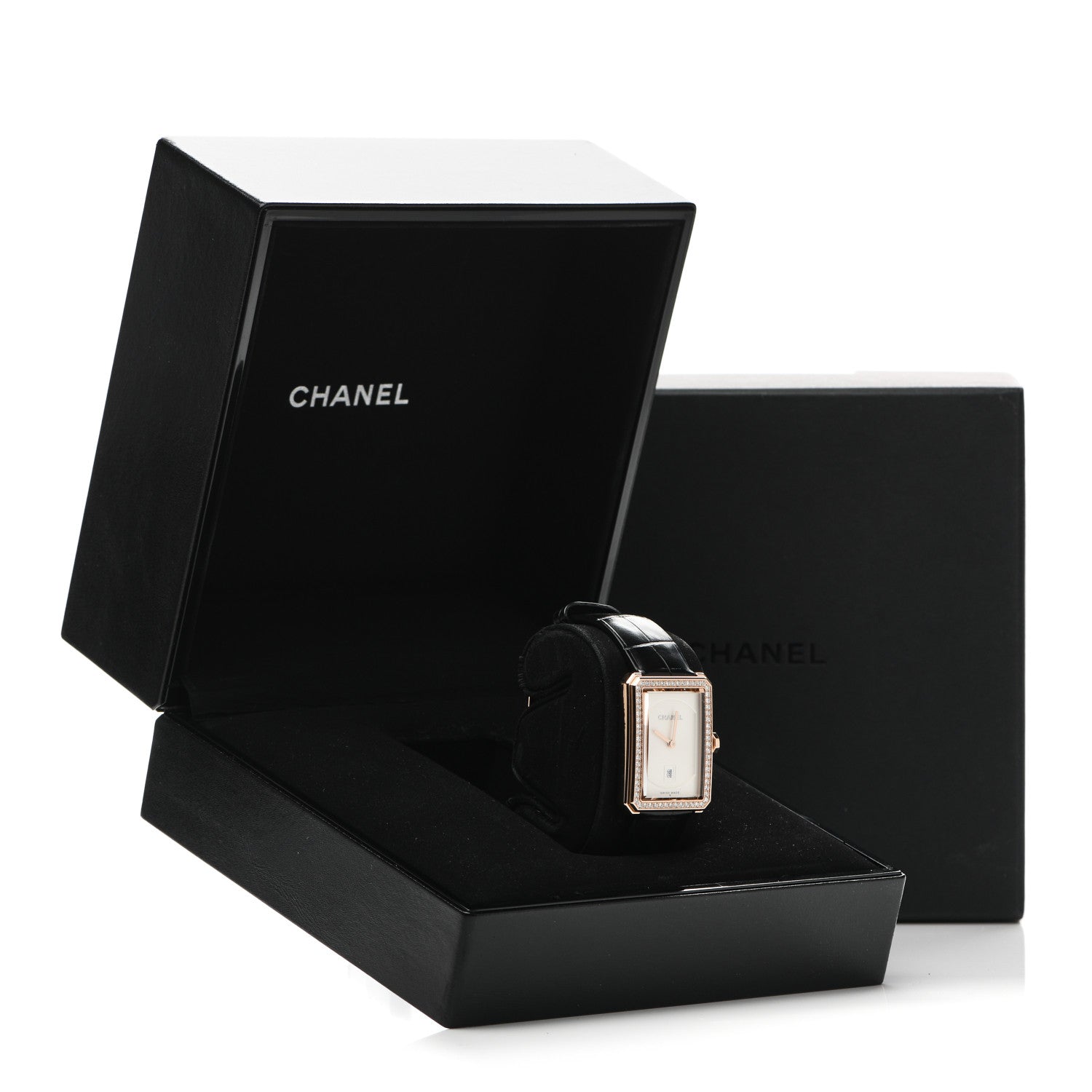 Chanel 18K Beige Gold Alligator Diamond 26.7mm Boy-Friend Quartz Watch 5 of 5