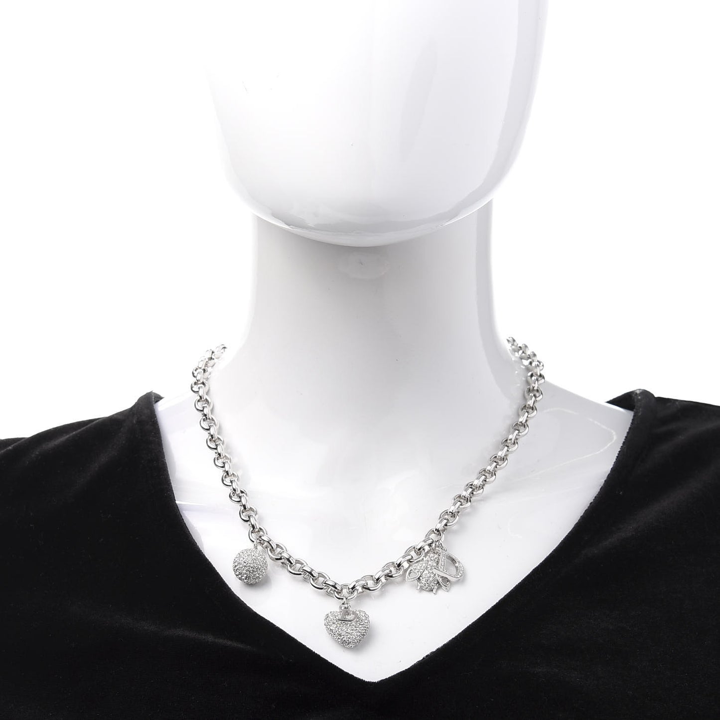 Crystal Charms Necklace Silver