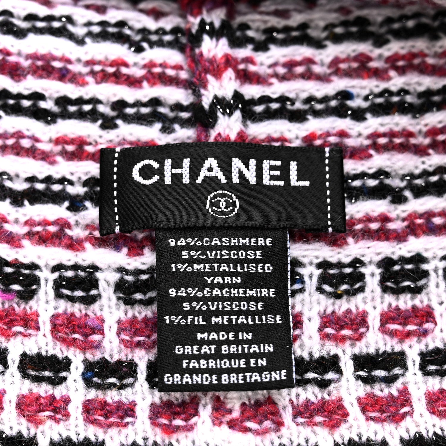 Chanel Cashmere CC Beanie Hat Pink Multicolor 5 of 6