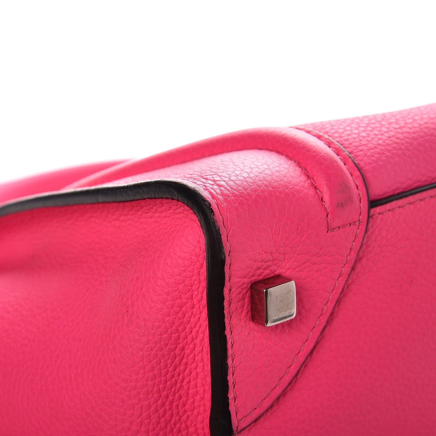 Drummed Calfskin Mini Luggage Fluo Pink