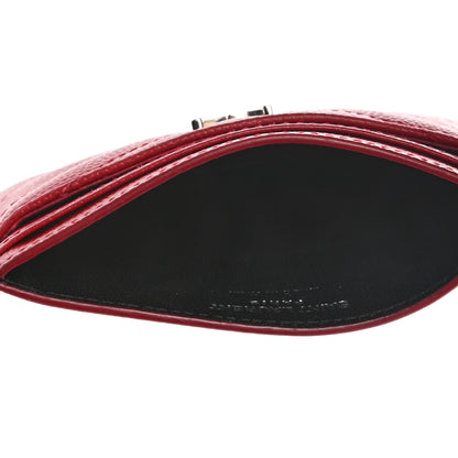 Saint Laurent Grain De Poudre Matelasse Chevron Monogram Credit Card Case New Red 5 of 7