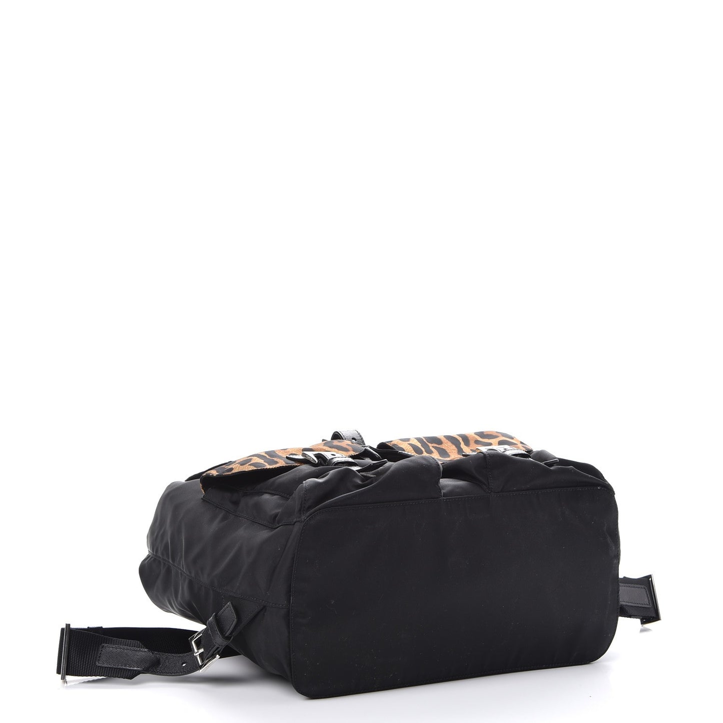 Tessuto Nylon Leopard Print Backpack Black Miele