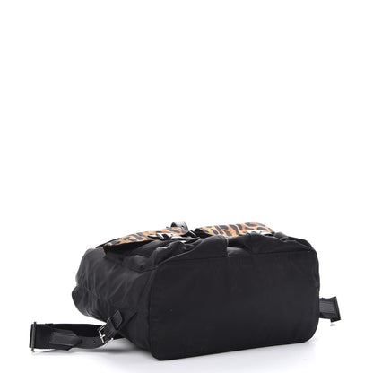 Prada Tessuto Nylon Leopard Print Backpack Black Miele 4 of 8