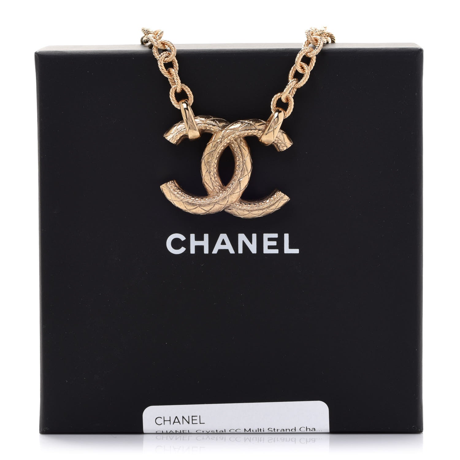 Chanel Metal Quilted CC Necklace Gold 6 of 6