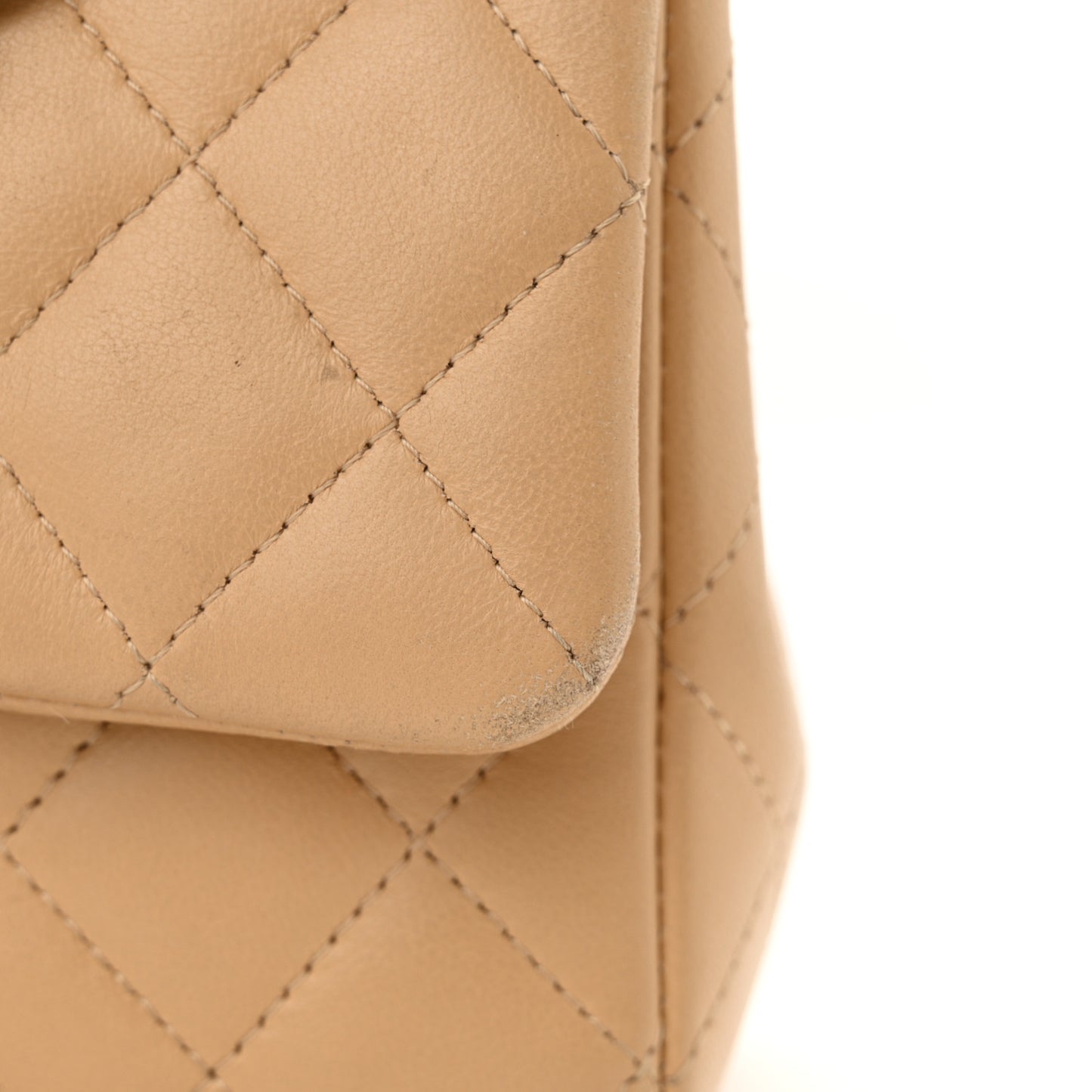 Lambskin Quilted Mini Rectangular Flap Beige Black