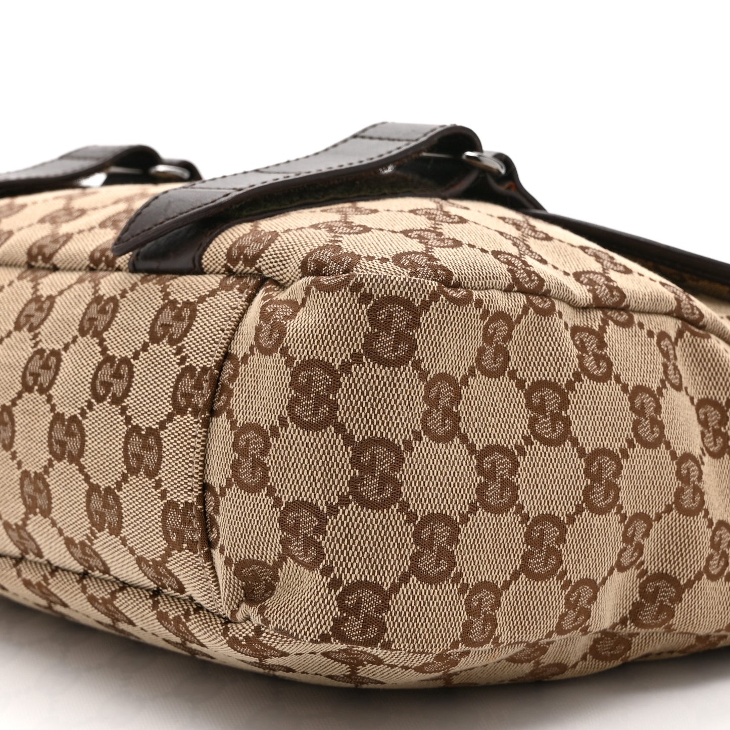 Monogram Medium Double Buckle Flap Messenger Bag Beige Dark Brown