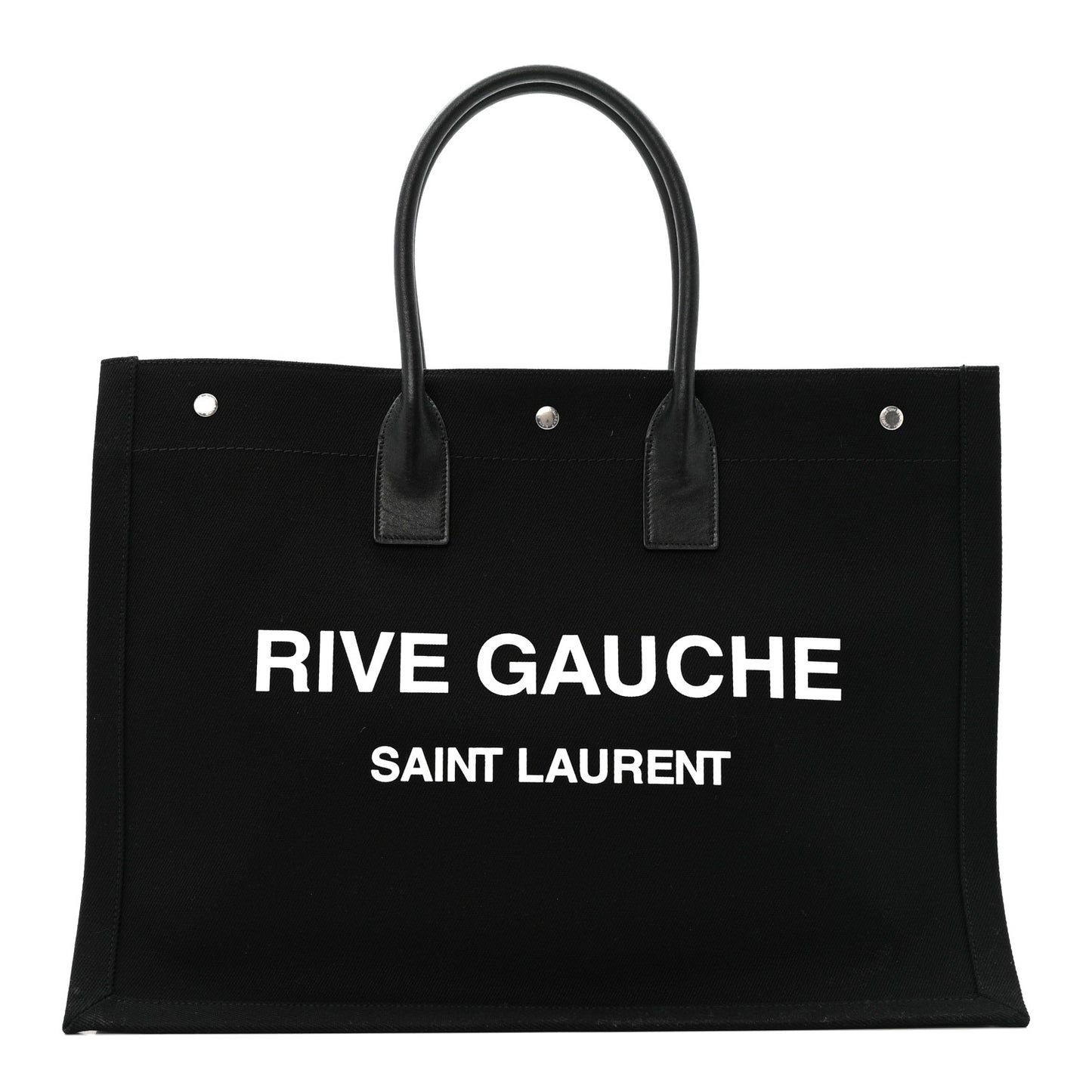Linen Calfskin Rive Gauche Tote Black