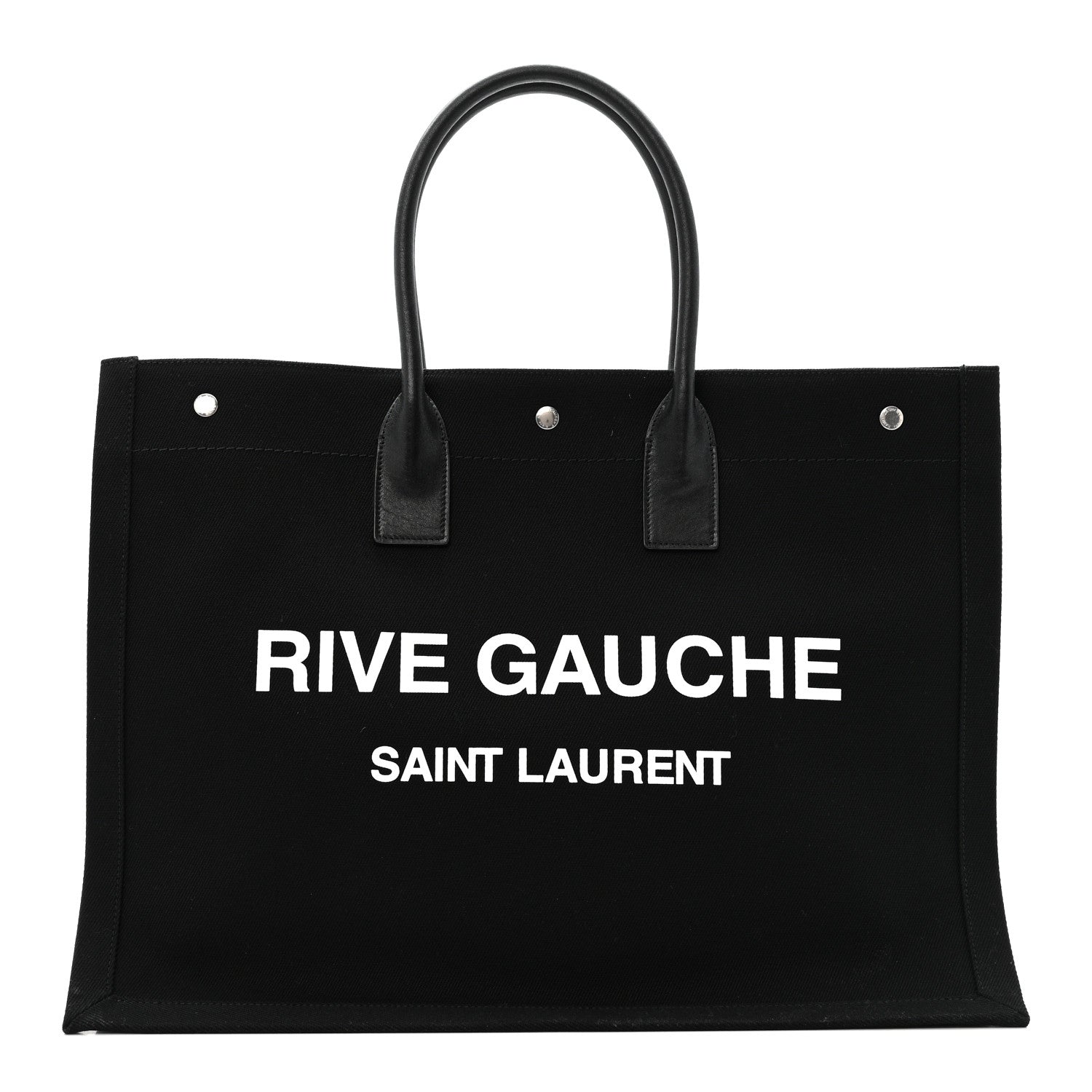Saint Laurent Linen Calfskin Rive Gauche Tote Black 1 of 12