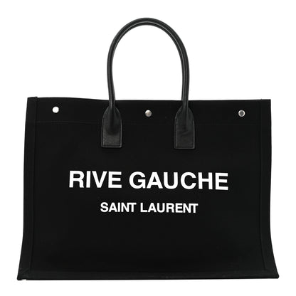 Saint Laurent Linen Calfskin Rive Gauche Tote Black 1 of 12