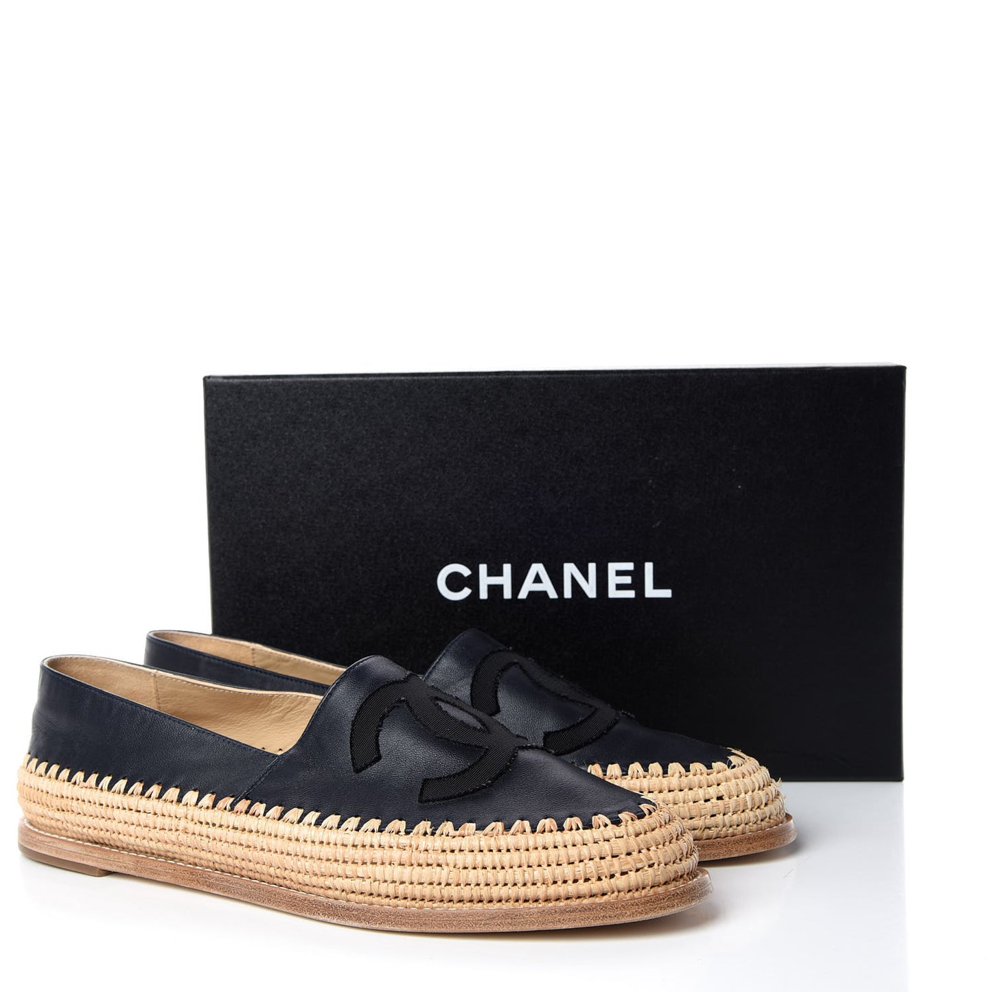 Lambskin Grosgrain Espadrilles 41 Navy Black