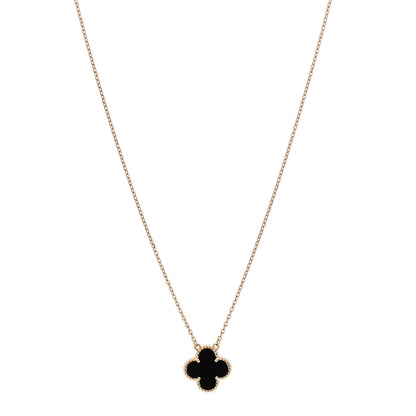 Van Cleef & Arpels 18K Yellow Gold Black Onyx Vintage Alhambra Pendant Necklace 1 of 6