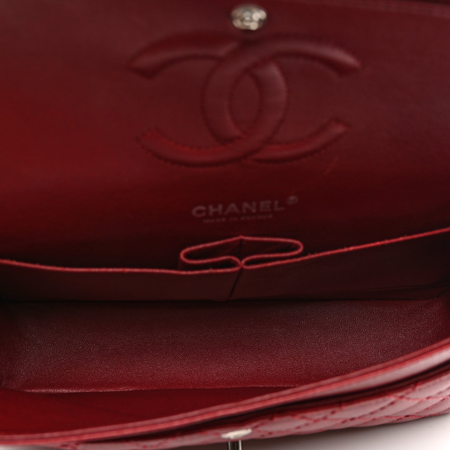 Caviar Quilted Medium Double Flap Red