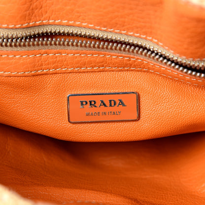 Prada Paglia Vitello Satchel Naturale Papaya 5 of 14
