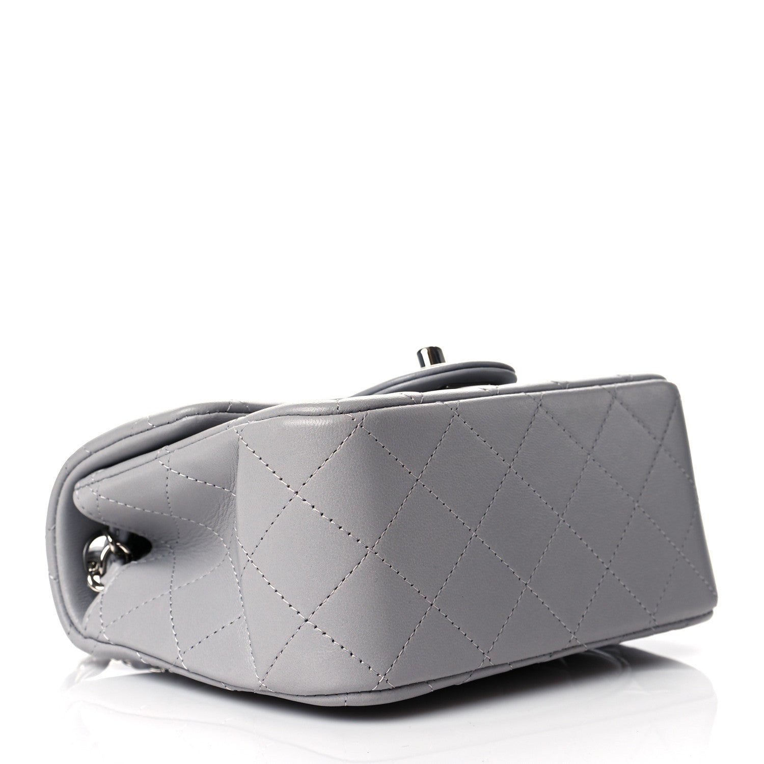 Chanel Lambskin Quilted Mini Square Flap Light Grey 4 of 11