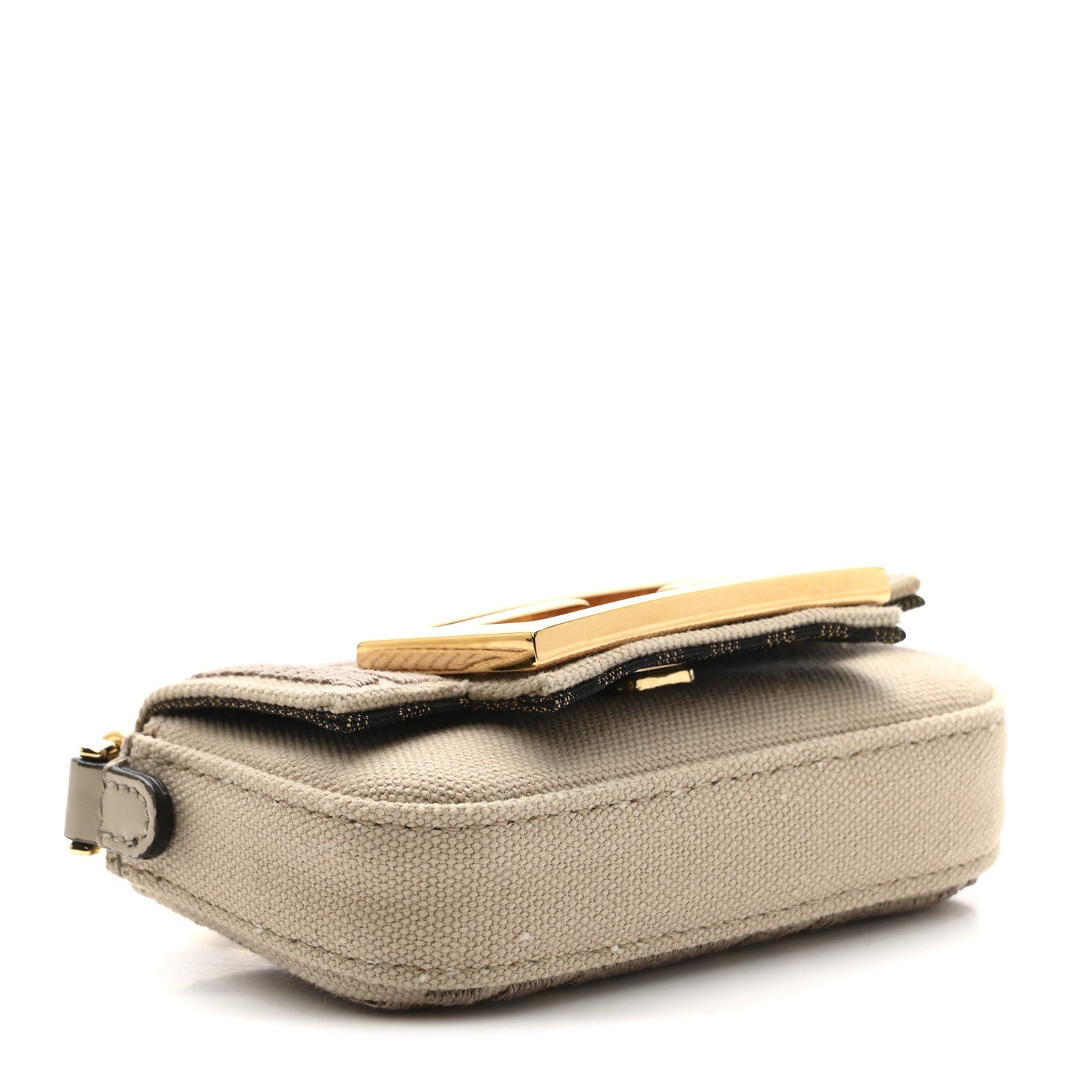 Fendi Canvas Vitello King FF Embroidered Nano Maxi Buckle Baguette Charm Nuvola 4 of 10