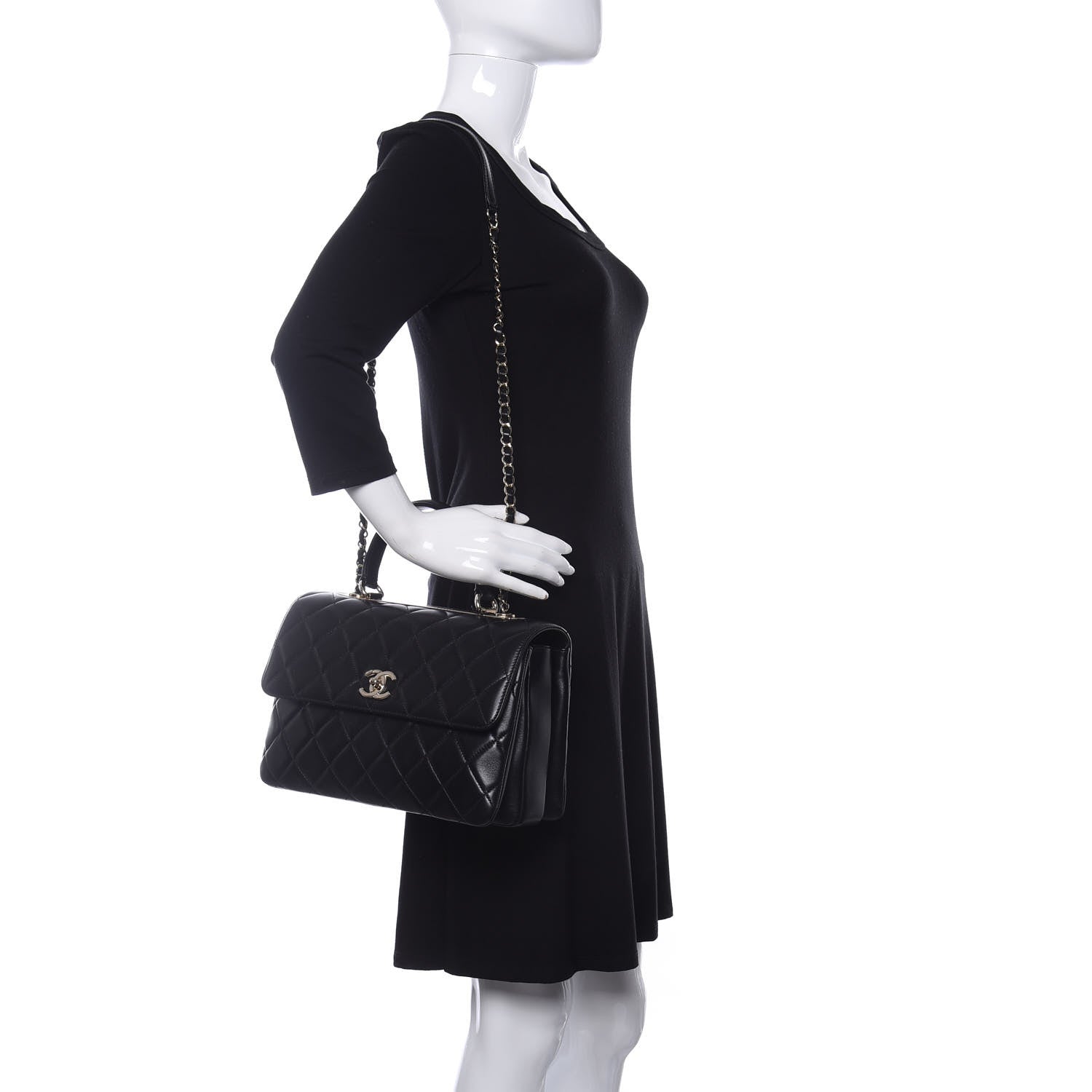 Chanel Lambskin Quilted Medium Trendy CC Flap Dual Handle Bag Black 2 of 11