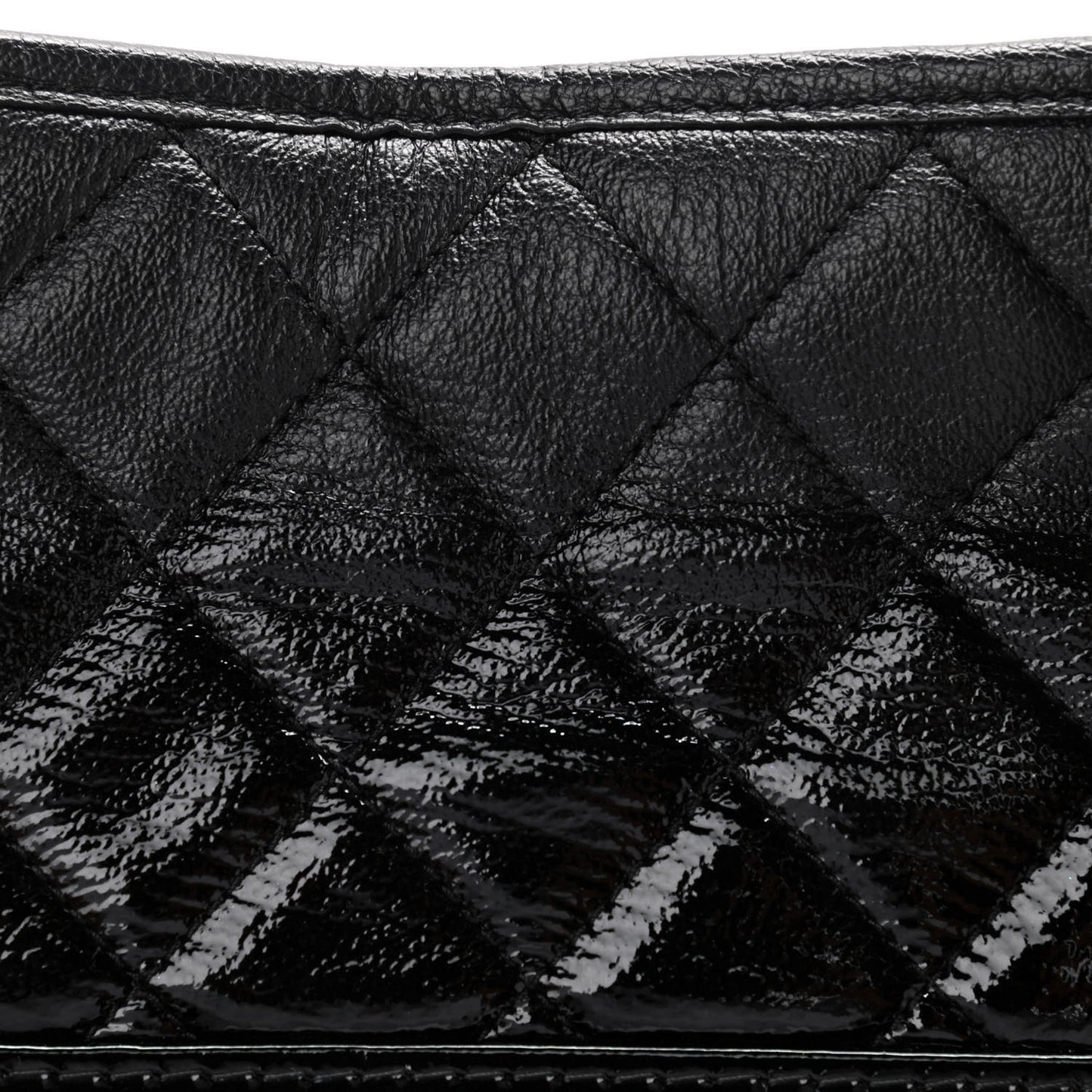 Patent Goatskin Quilted Small Gabrielle Hobo Black