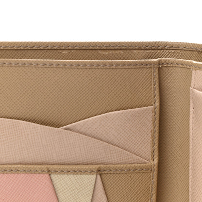 Prada Saffiano Metal Flap Wallet Sabbia Cammeo Orchidea 6 of 7