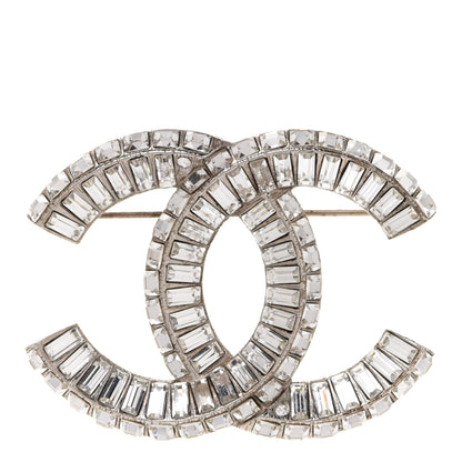 Chanel Baguette Crystal CC Brooch Silver 1 of 5
