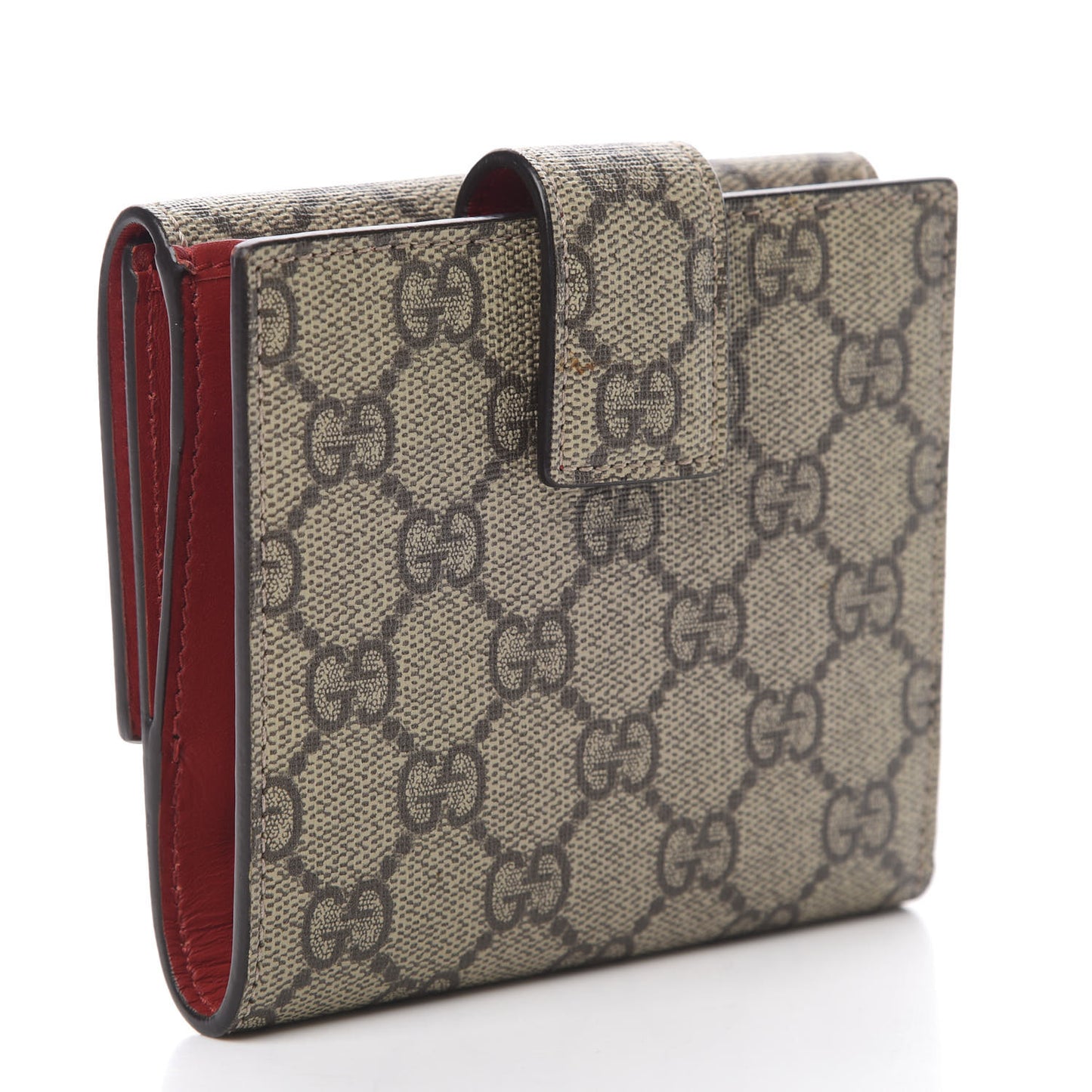 GG Supreme Monogram Cherry Embellished Card Case Wallet Hibiscus Red