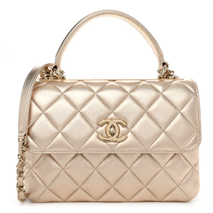 Chanel Metallic Lambskin Quilted Small Trendy CC Flap Dual Handle Bag Gold 1 of 12