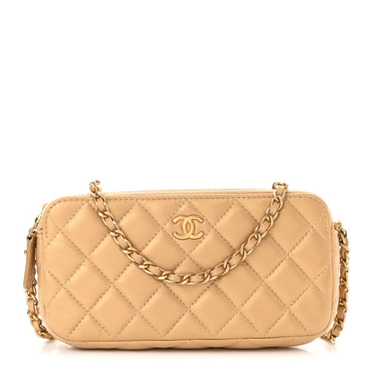 Chanel Metallic Lambskin Quilted Graffiti Small Clutch With Chain Gold 1 of 12