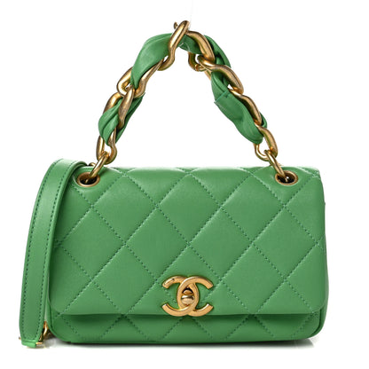 Chanel Shiny Lambskin Small Chain Is More Flap Green 1 of 7