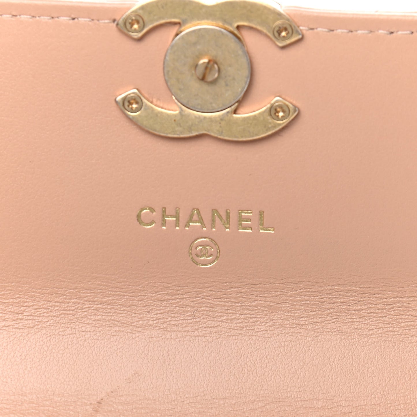 Calfskin Quilted Perfect Fit Coin Purse With Chain Beige