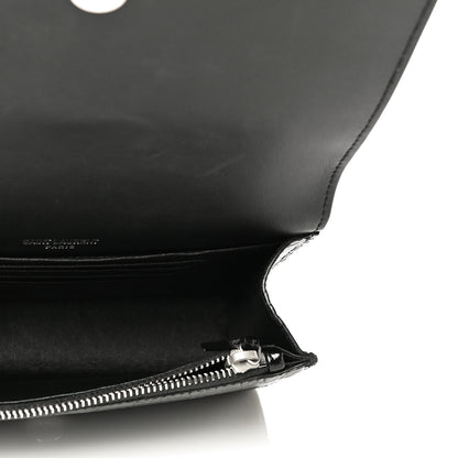 Saint Laurent Calfskin Crocodile Embossed Monogram Kate Belt Bag Black 5 of 20