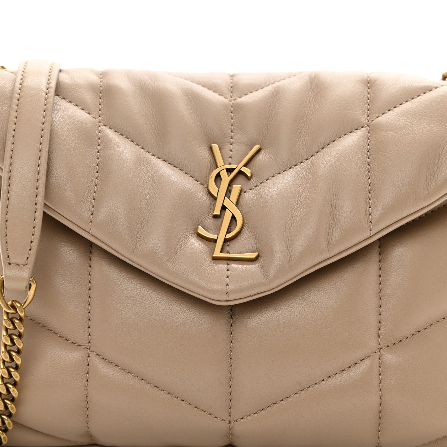 Lambskin Quilted Toy Loulou Puffer Monogram Chain Satchel Nude Powder