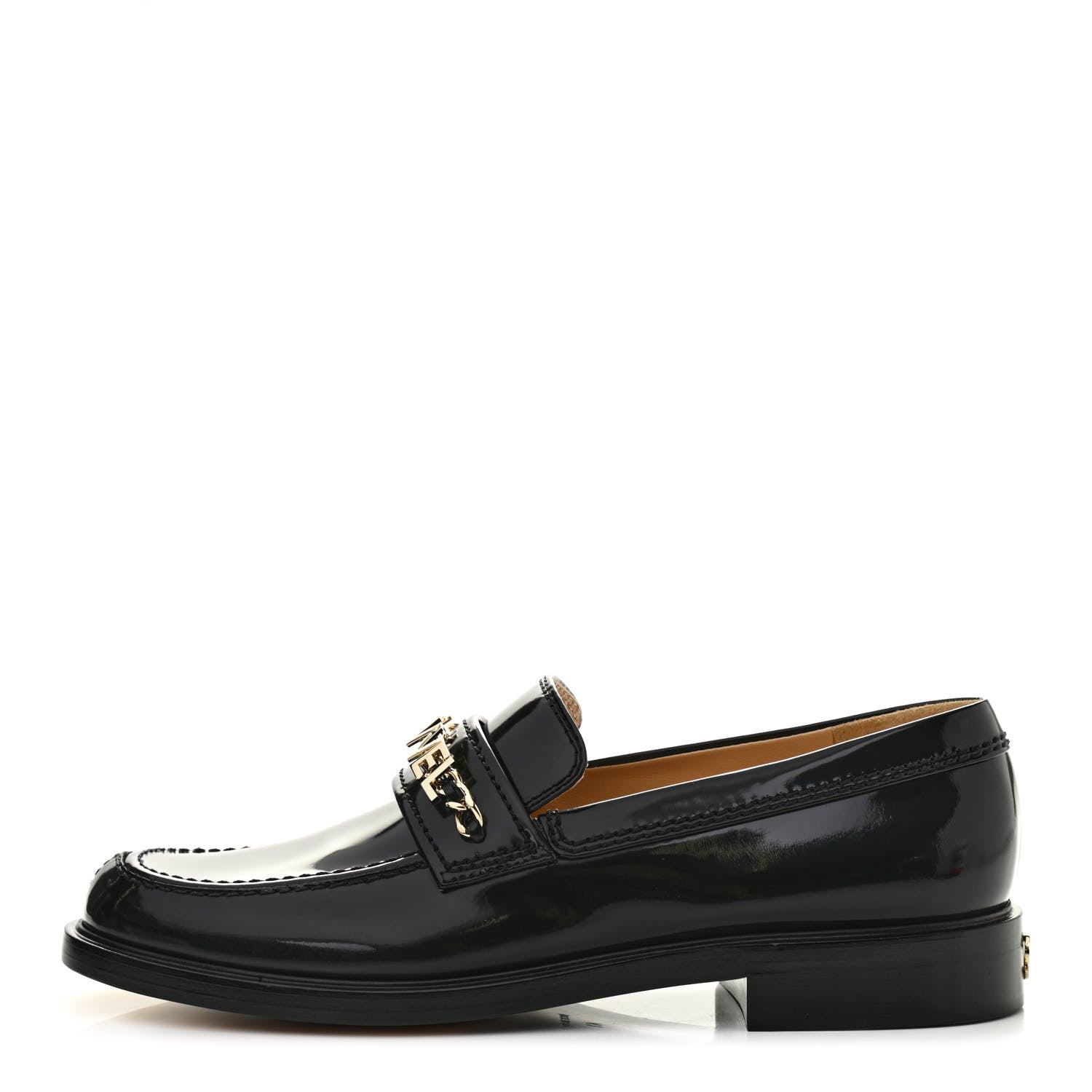 Chanel Shiny Calfskin Logo Loafers 41 Black 1 of 7